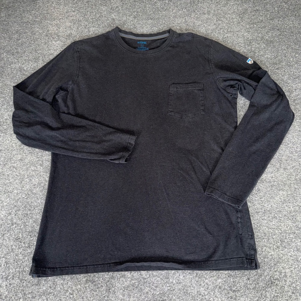 KUHL Wildfibre Mens Large Black Long Sleeve Pocket T-Shirt Outdoor Casual Hiking